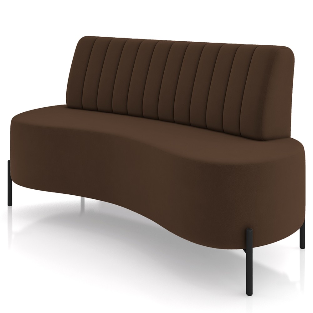 Sofá Chaise 2 Lugares Sala Living 135cm Pés Industrial Cayman K01 Veludo Marrom - Lyam Decor
