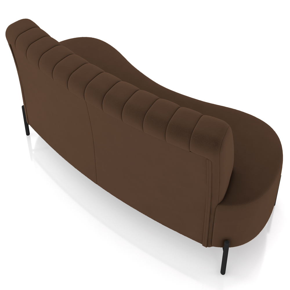 Sofá Chaise 2 Lugares Sala Living 135cm Pés Industrial Cayman K01 Veludo Marrom - Lyam Decor