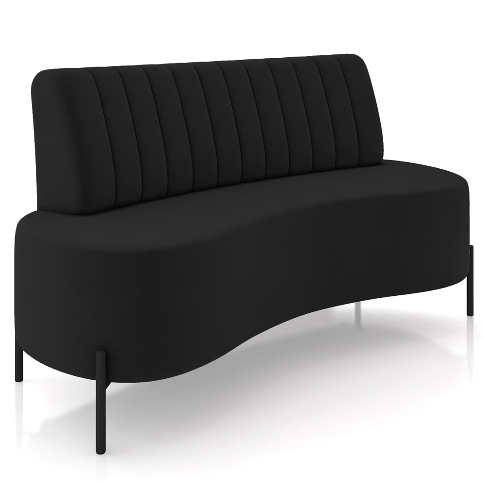 Sofá Chaise 2 Lugares Sala Living 135cm Pés Industrial Cayman K01 Veludo Preto - Lyam Decor