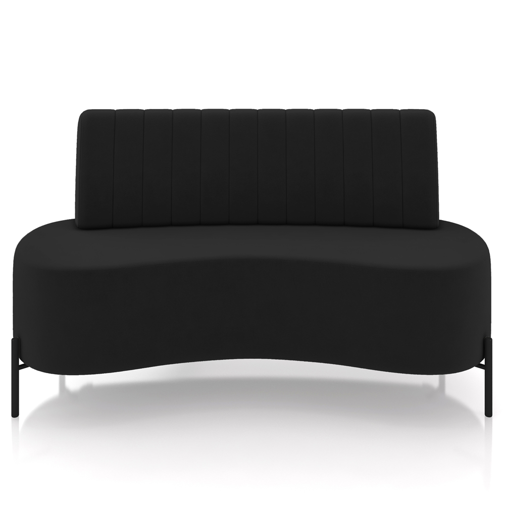 Sofá Chaise 2 Lugares Sala Living 135cm Pés Industrial Cayman K01 Veludo Preto - Lyam Decor