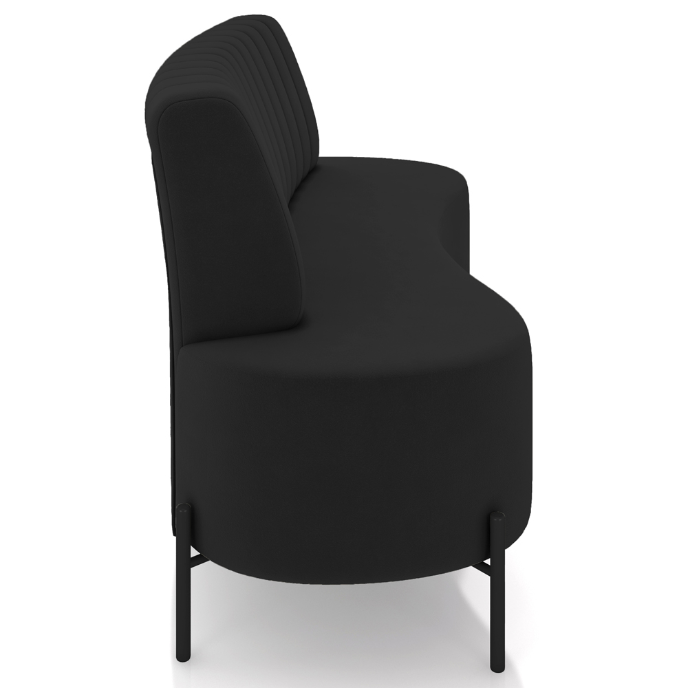 Sofá Chaise 2 Lugares Sala Living 135cm Pés Industrial Cayman K01 Veludo Preto - Lyam Decor