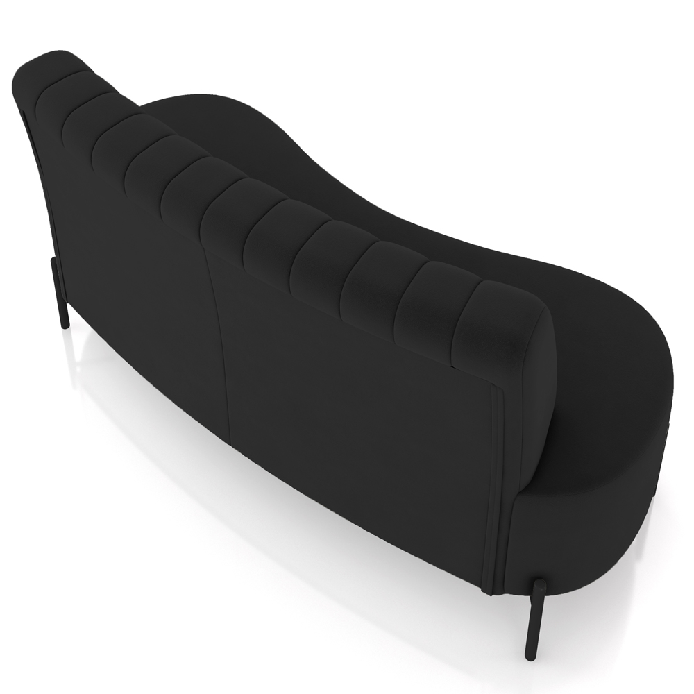Sofá Chaise 2 Lugares Sala Living 135cm Pés Industrial Cayman K01 Veludo Preto - Lyam Decor