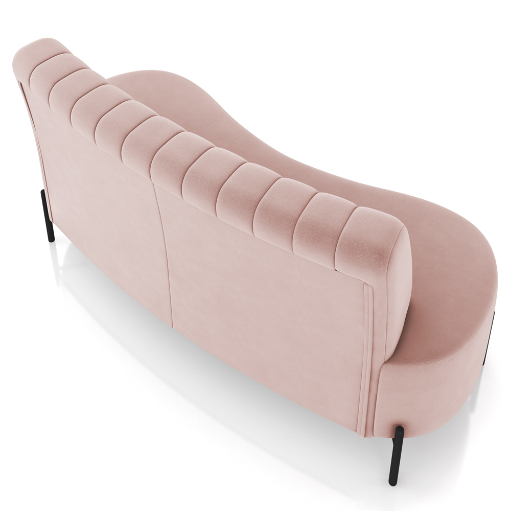 Sofá Chaise 2 Lugares Sala Living 135cm Pés Industrial Cayman K01 Veludo Rosê - Lyam Decor