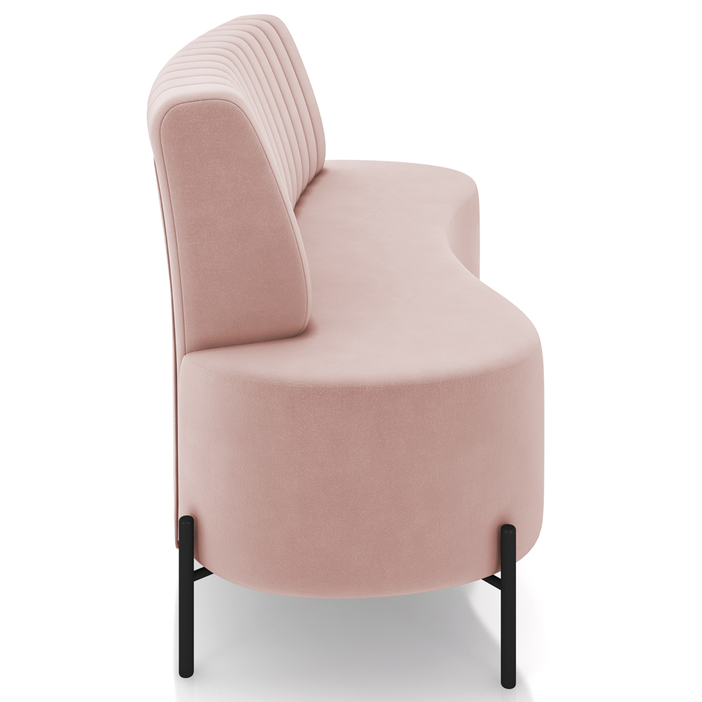 Sofá Chaise 2 Lugares Sala Living 135cm Pés Industrial Cayman K01 Veludo Rosê - Lyam Decor