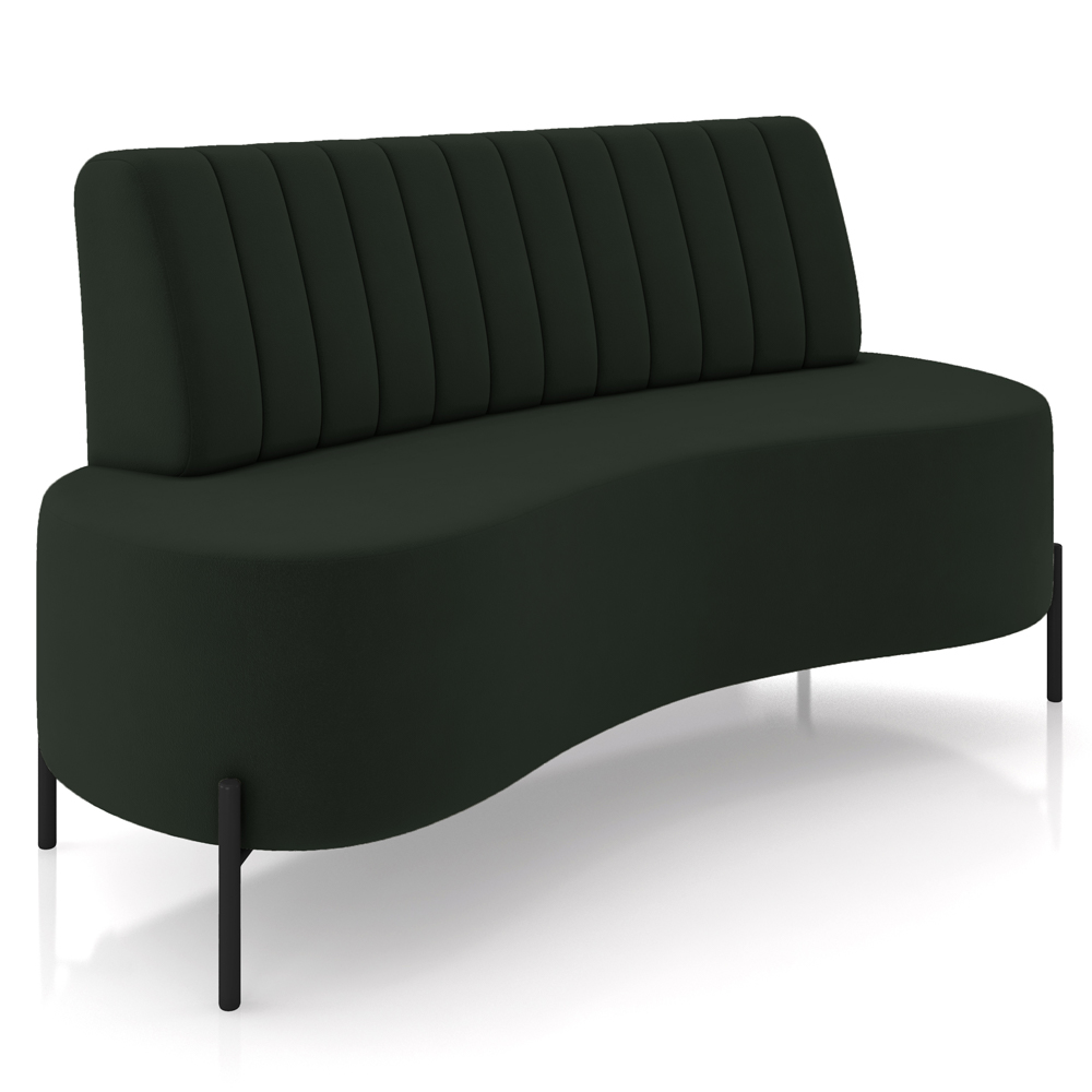 Sofá Chaise 2 Lugares Sala Living 135cm Pés Industrial Cayman K01 Veludo Verde - Lyam Decor