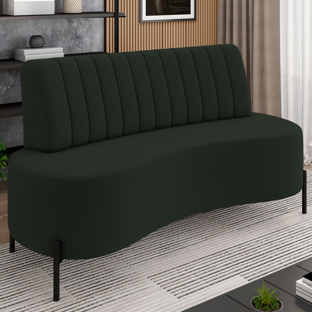 Sofá Chaise 2 Lugares Sala Living 135cm Pés Industrial Cayman K01 Veludo Verde - Lyam Decor