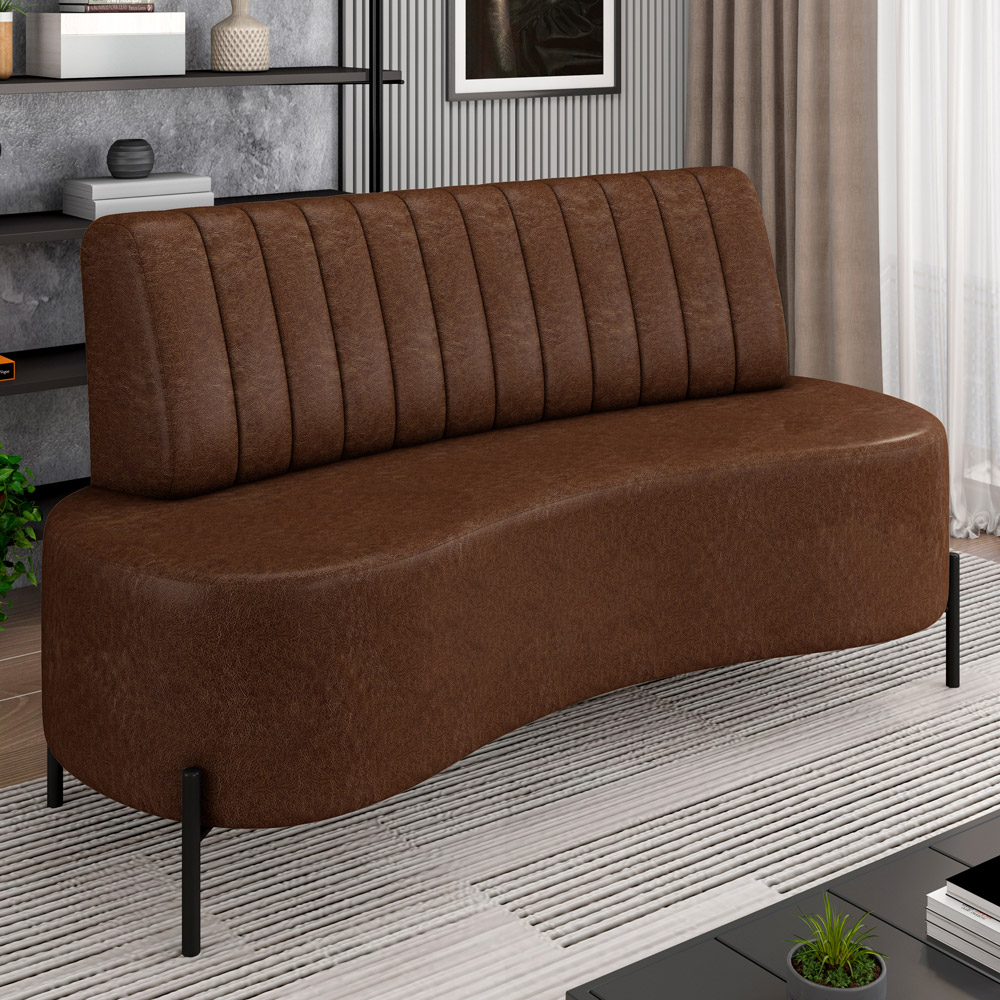 Sofá Chaise 2 Lugares Sala Living 160cm Pés Industrial Cayman K01 Couríssimo Marrom - Lyam Decor