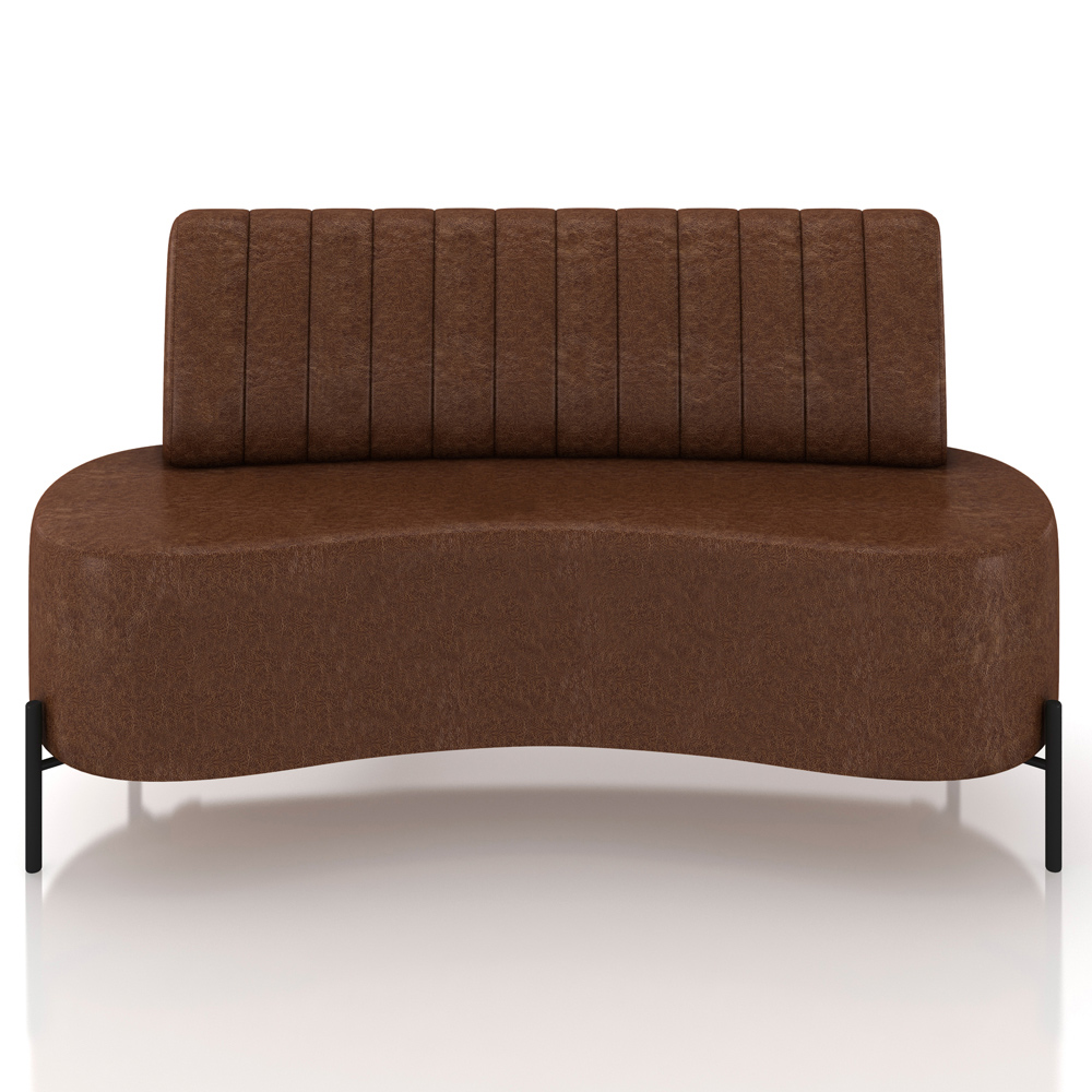 Sofá Chaise 2 Lugares Sala Living 160cm Pés Industrial Cayman K01 Couríssimo Marrom - Lyam Decor