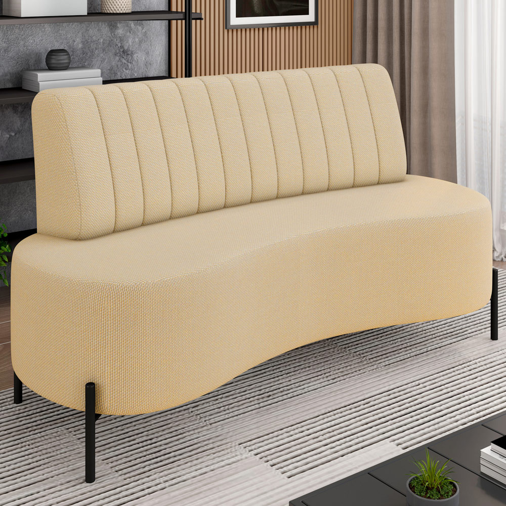 Sofá Chaise 2 Lugares Sala Living 160cm Pés Industrial Cayman K01 Linho Bege - Lyam Decor