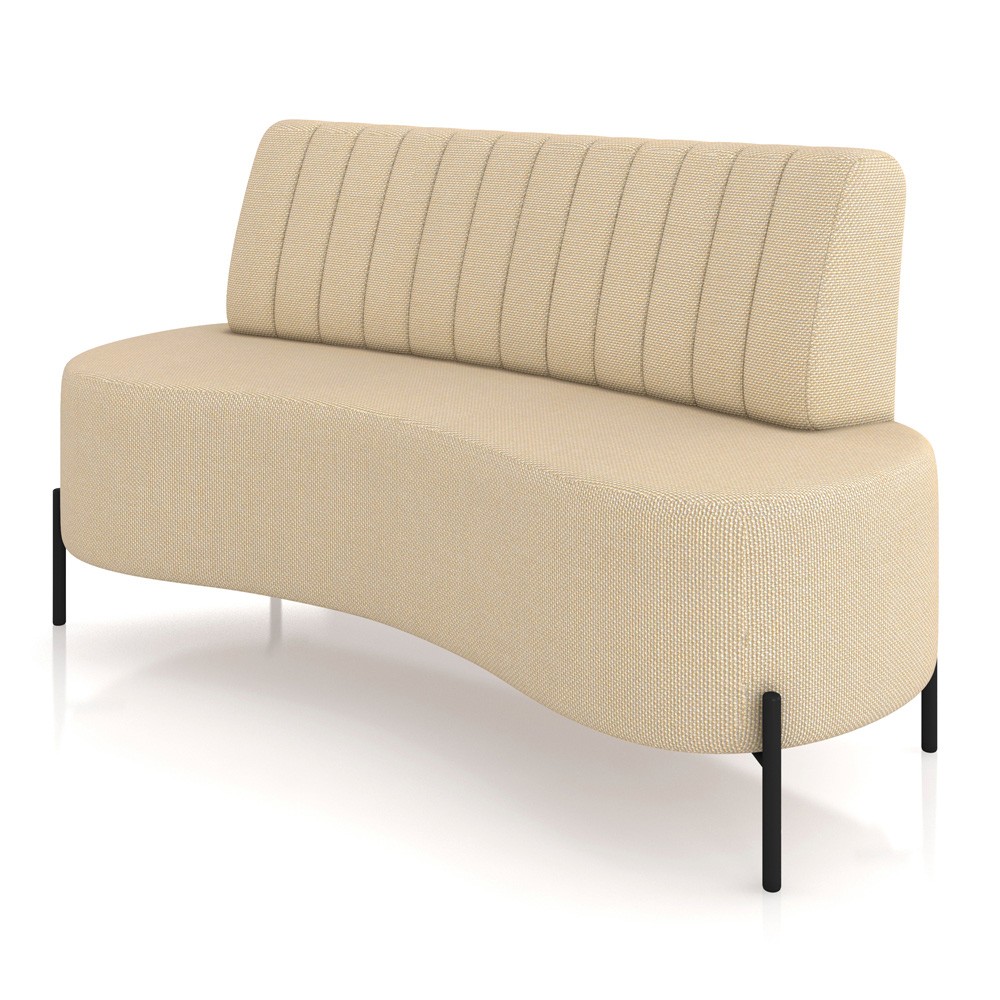 Sofá Chaise 2 Lugares Sala Living 160cm Pés Industrial Cayman K01 Linho Bege - Lyam Decor