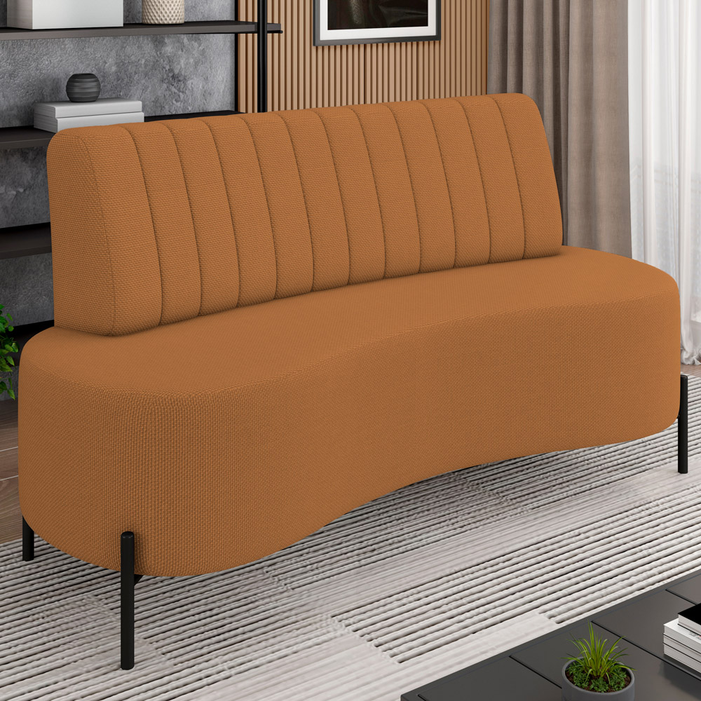 Sofá Chaise 2 Lugares Sala Living 160cm Pés Industrial Cayman K01 Linho Terracota - Lyam Decor