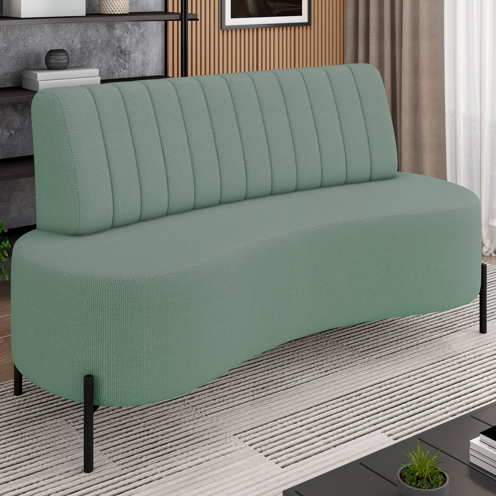 Sofá Chaise 2 Lugares Sala Living 160cm Pés Industrial Cayman K01 Linho Verde - Lyam Decor