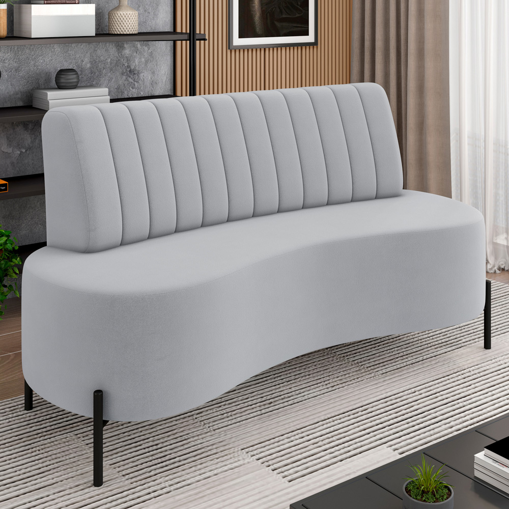 Sofá Chaise 2 Lugares Sala Living 160cm Pés Industrial Cayman K01 Veludo Cinza - Lyam Decor