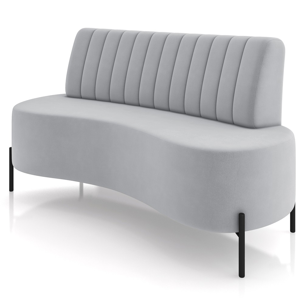 Sofá Chaise 2 Lugares Sala Living 160cm Pés Industrial Cayman K01 Veludo Cinza - Lyam Decor