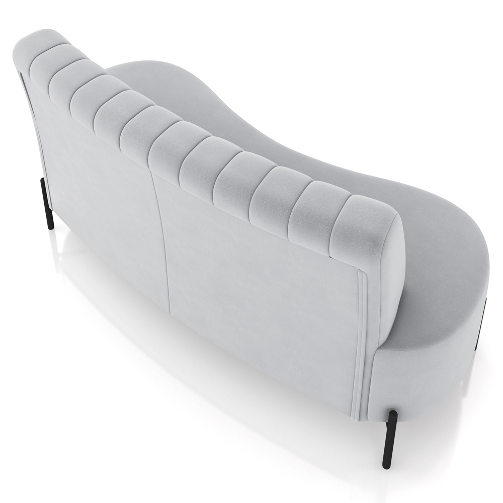 Sofá Chaise 2 Lugares Sala Living 160cm Pés Industrial Cayman K01 Veludo Cinza - Lyam Decor