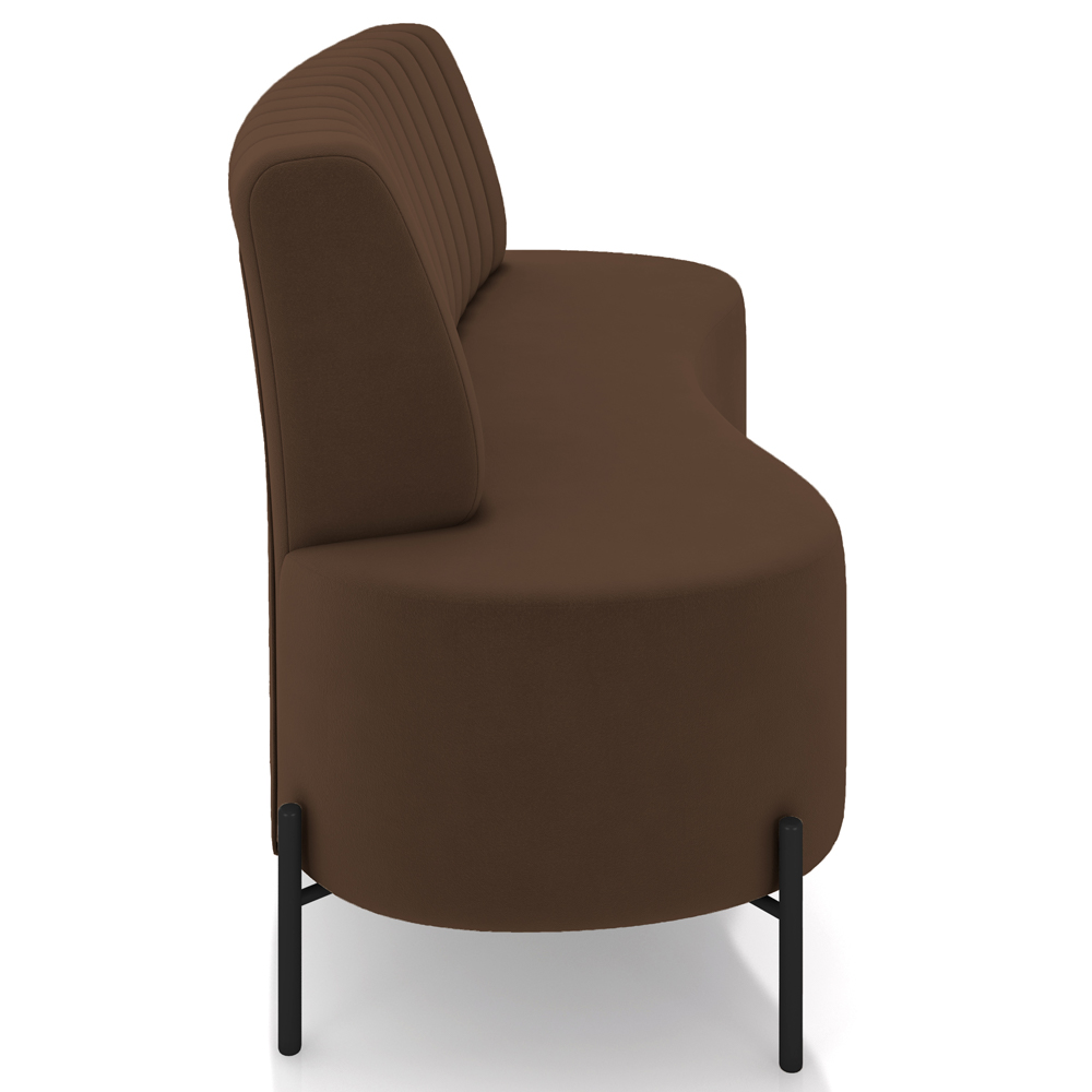 Sofá Chaise 2 Lugares Sala Living 160cm Pés Industrial Cayman K01 Veludo Marrom - Lyam Decor