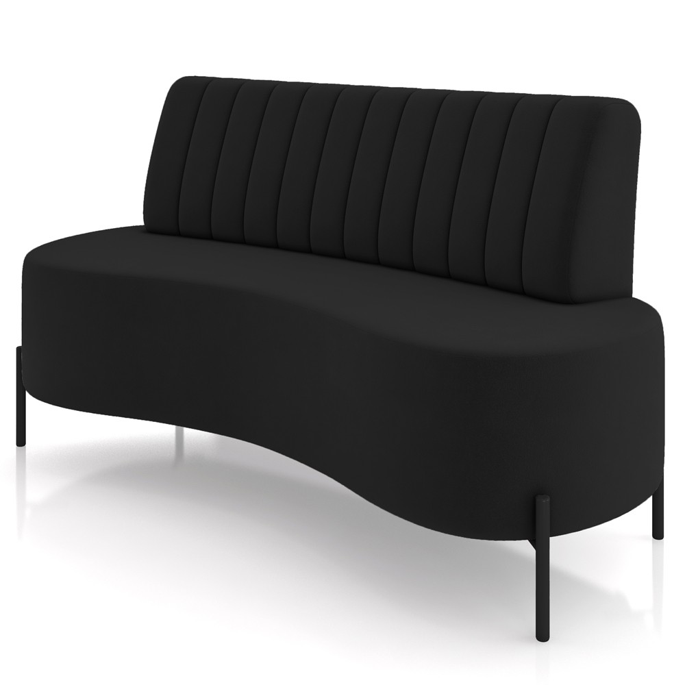 Sofá Chaise 2 Lugares Sala Living 160cm Pés Industrial Cayman K01 Veludo Preto - Lyam Decor