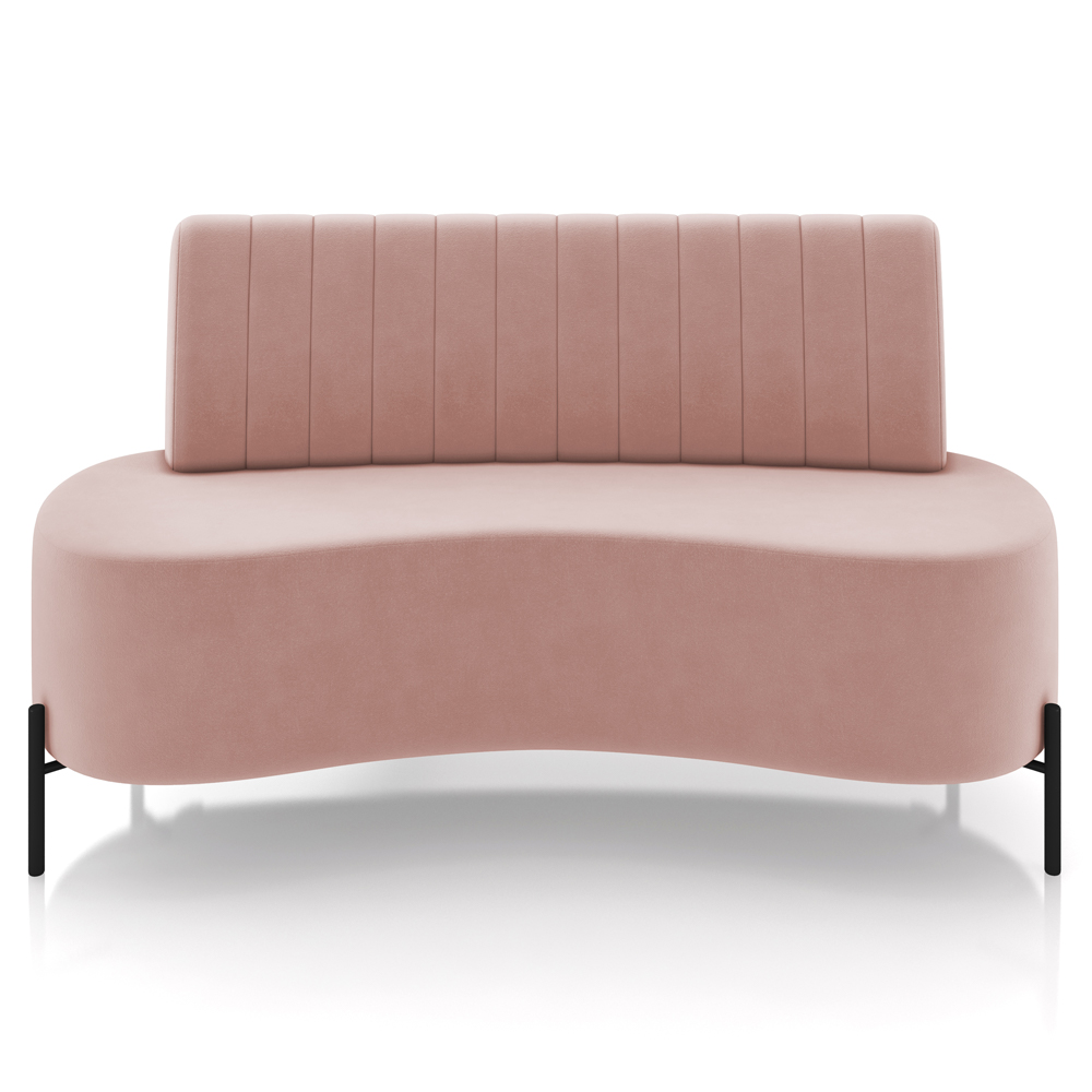 Sofá Chaise 2 Lugares Sala Living 160cm Pés Industrial Cayman K01 Veludo Rosê - Lyam Decor