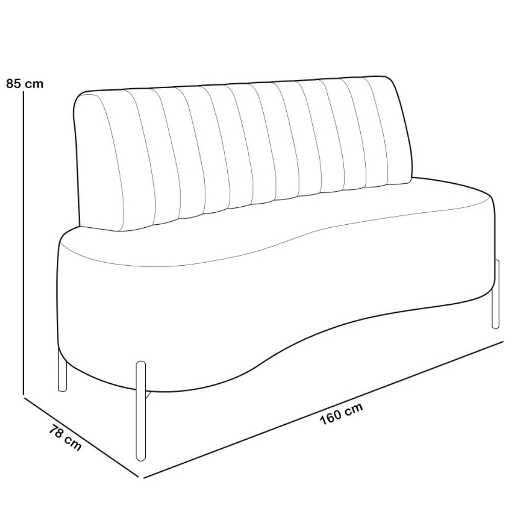 Sofá Chaise 2 Lugares Sala Living 160cm Pés Industrial Cayman K01 Veludo Rosê - Lyam Decor
