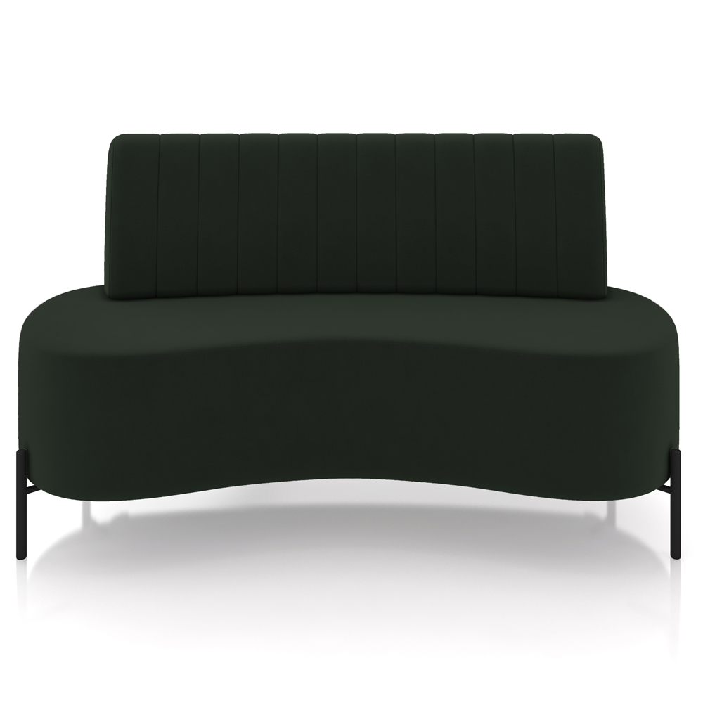 Sofá Chaise 2 Lugares Sala Living 160cm Pés Industrial Cayman K01 Veludo Verde - Lyam Decor