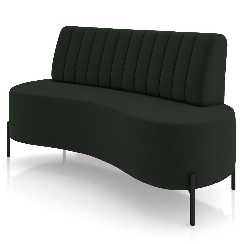 Sofá Chaise 2 Lugares Sala Living 160cm Pés Industrial Cayman K01 Veludo Verde - Lyam Decor