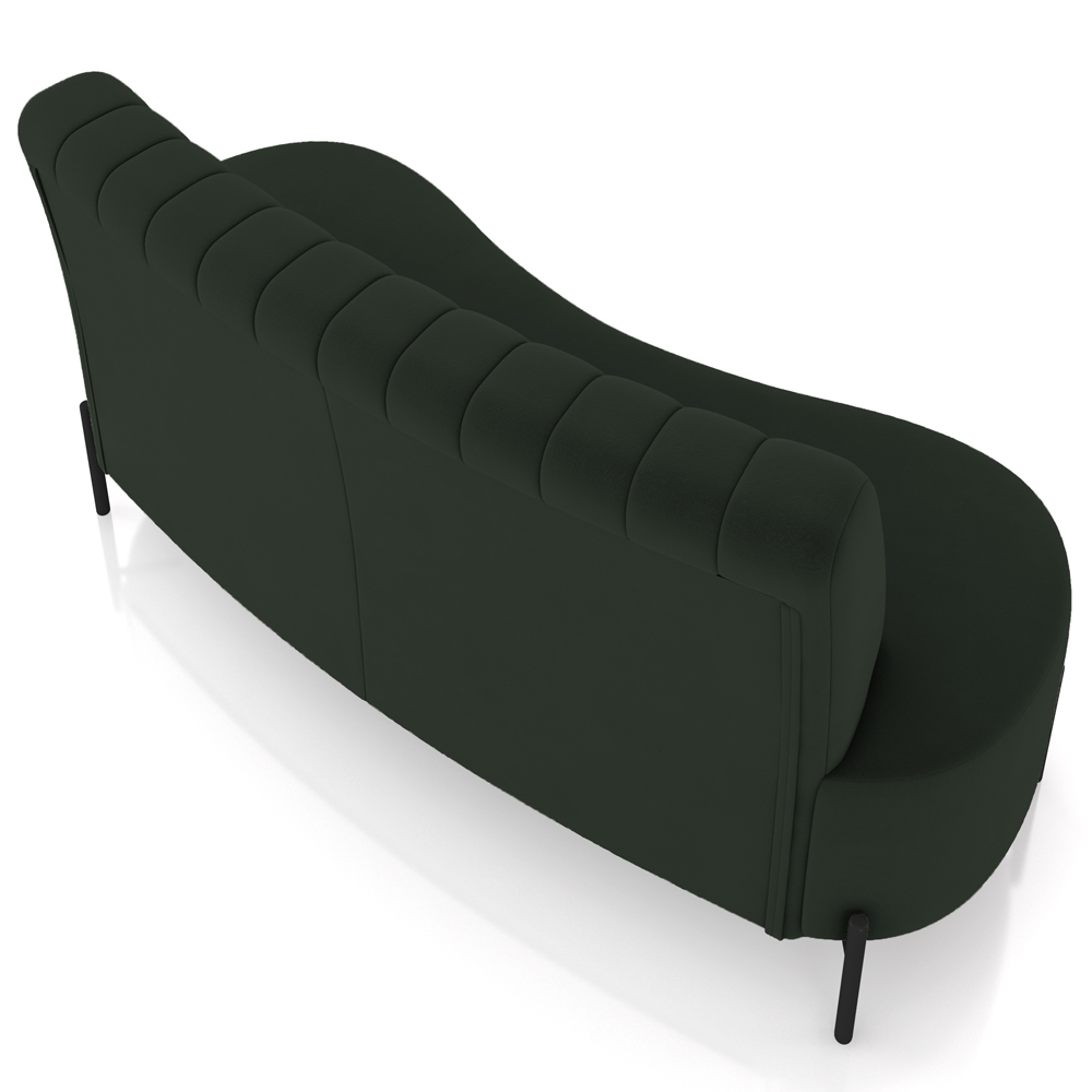 Sofá Chaise 2 Lugares Sala Living 160cm Pés Industrial Cayman K01 Veludo Verde - Lyam Decor