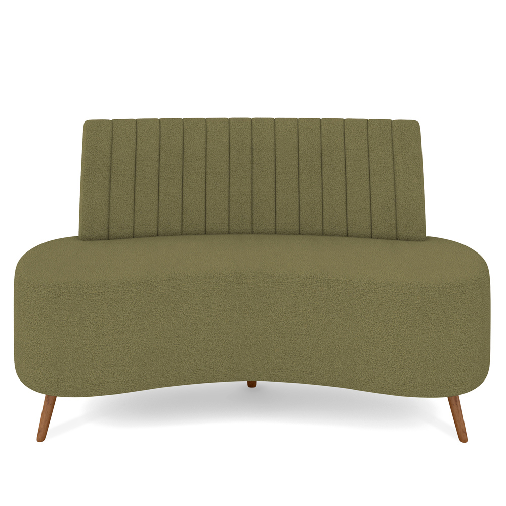 Sofá Chaise Living 2 Lugares 135cm Para Sala Cayman K01 Bouclê Verde - Lyam Decor