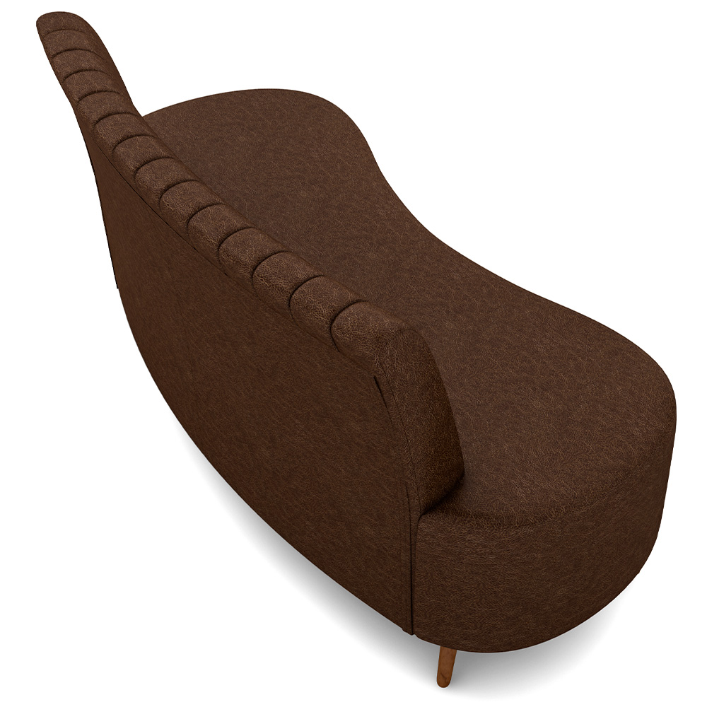 Sofá Chaise Living 2 Lugares 135cm Para Sala Cayman K01 Sintético Marrom - Lyam Decor