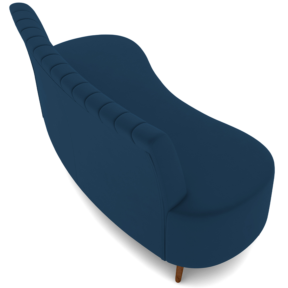 Sofá Chaise Living 2 Lugares 135cm Para Sala Cayman K01 Veludo Azul Marinho - Lyam Decor
