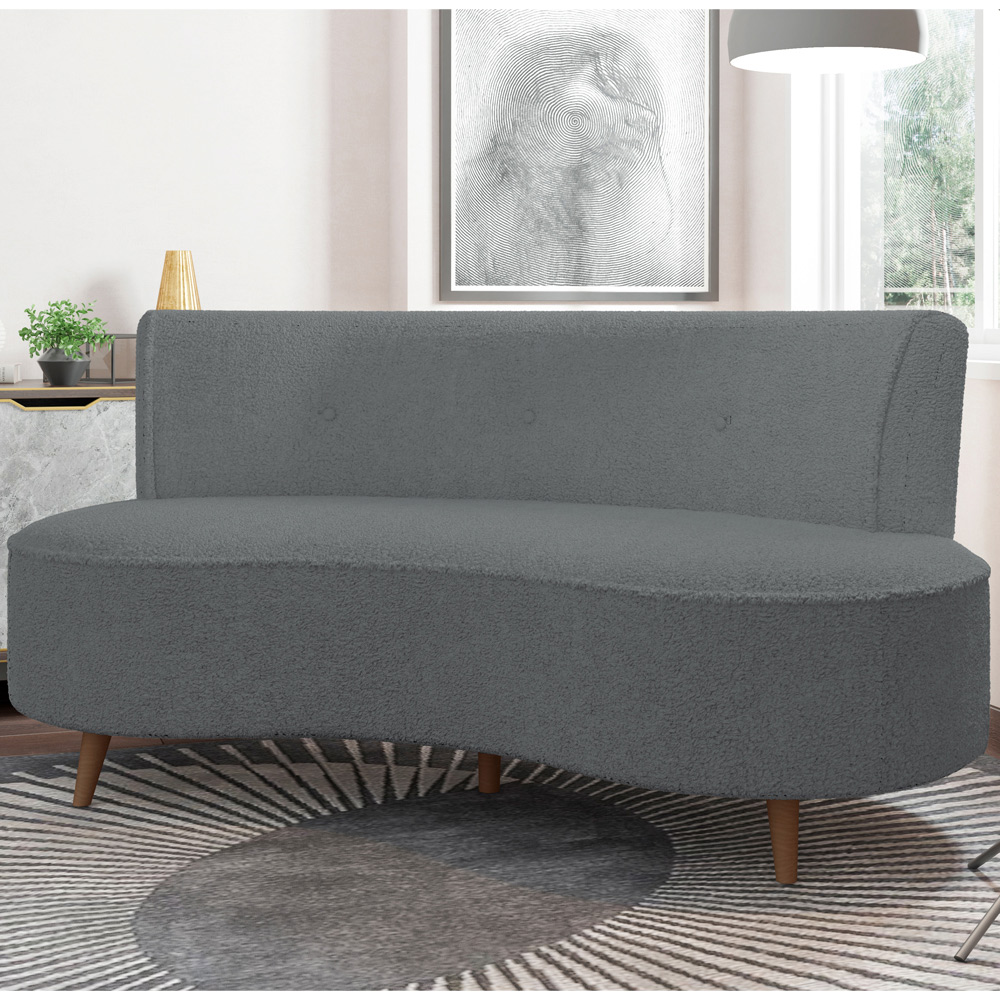 Sofá Chaise Living 2 Lugares 135cm Sala de Estar Istambul K01 Bouclê Cinza - Lyam Decor