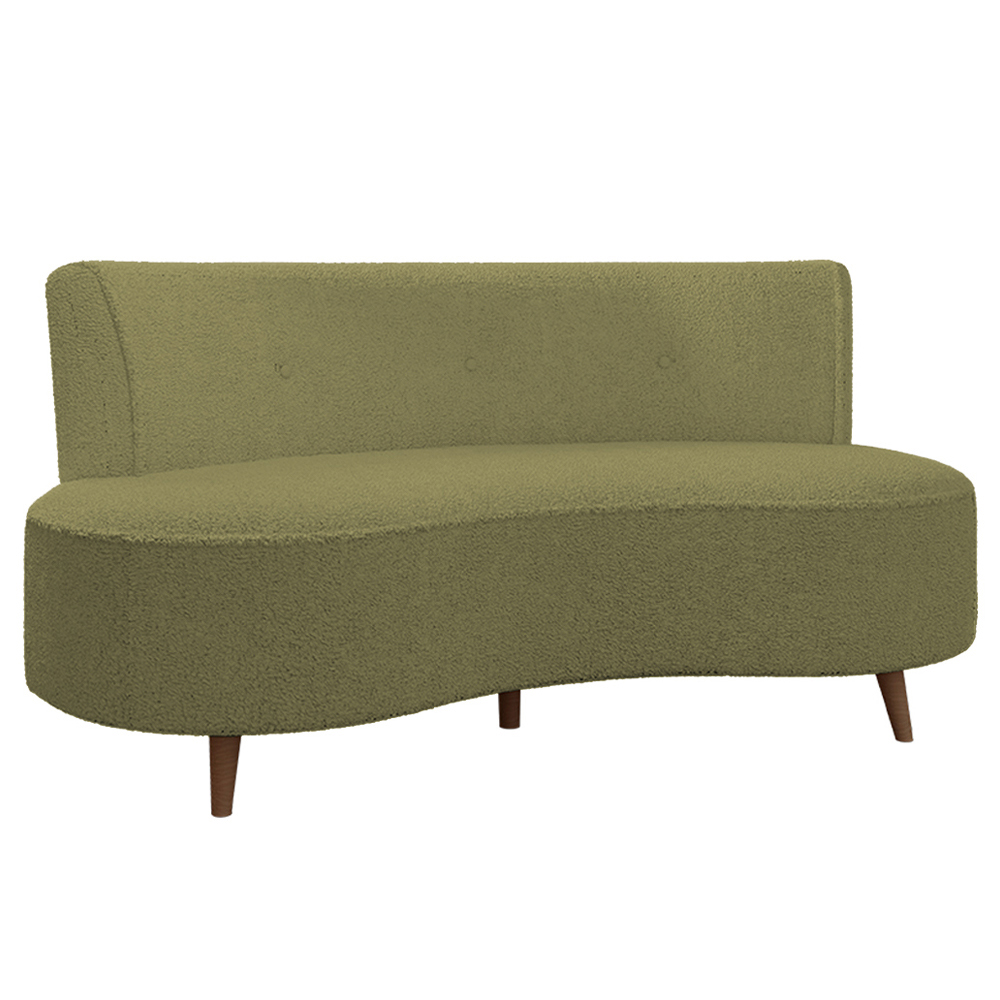 Sofá Chaise Living 2 Lugares 135cm Sala de Estar Istambul K01 Bouclê Verde - Lyam Decor