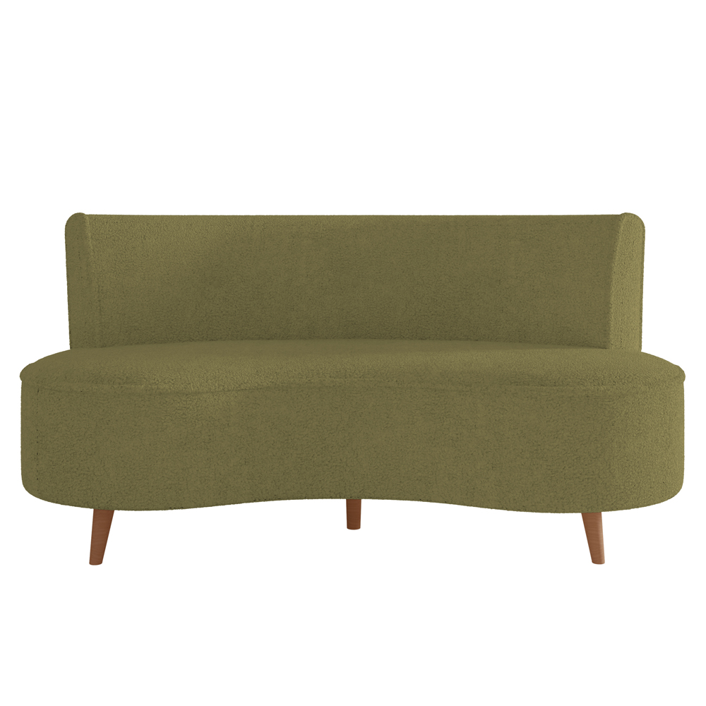 Sofá Chaise Living 2 Lugares 135cm Sala de Estar Istambul K01 Bouclê Verde - Lyam Decor