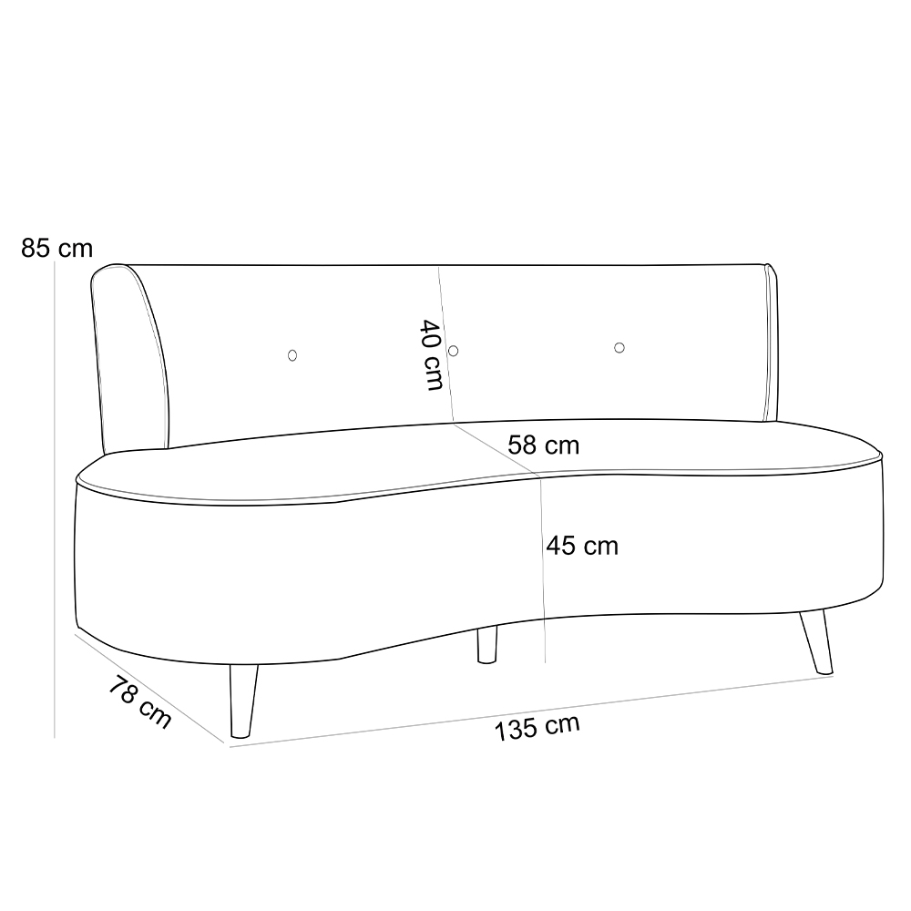 Sofá Chaise Living 2 Lugares 135cm Sala de Estar Istambul K01 Veludo Preto - Lyam Decor