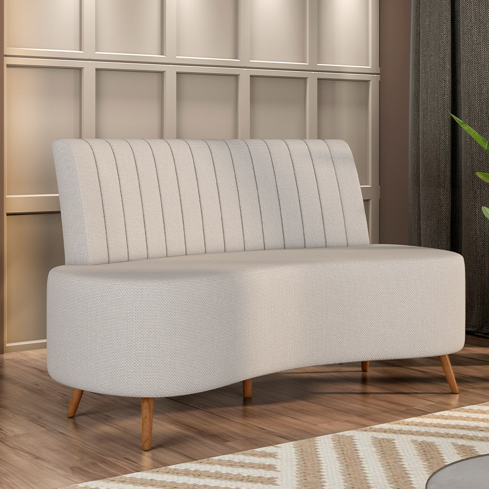 Sofá Chaise Living 2 Lugares 135cm para Sala Cayman K01 Linho Cru - Lyam Decor