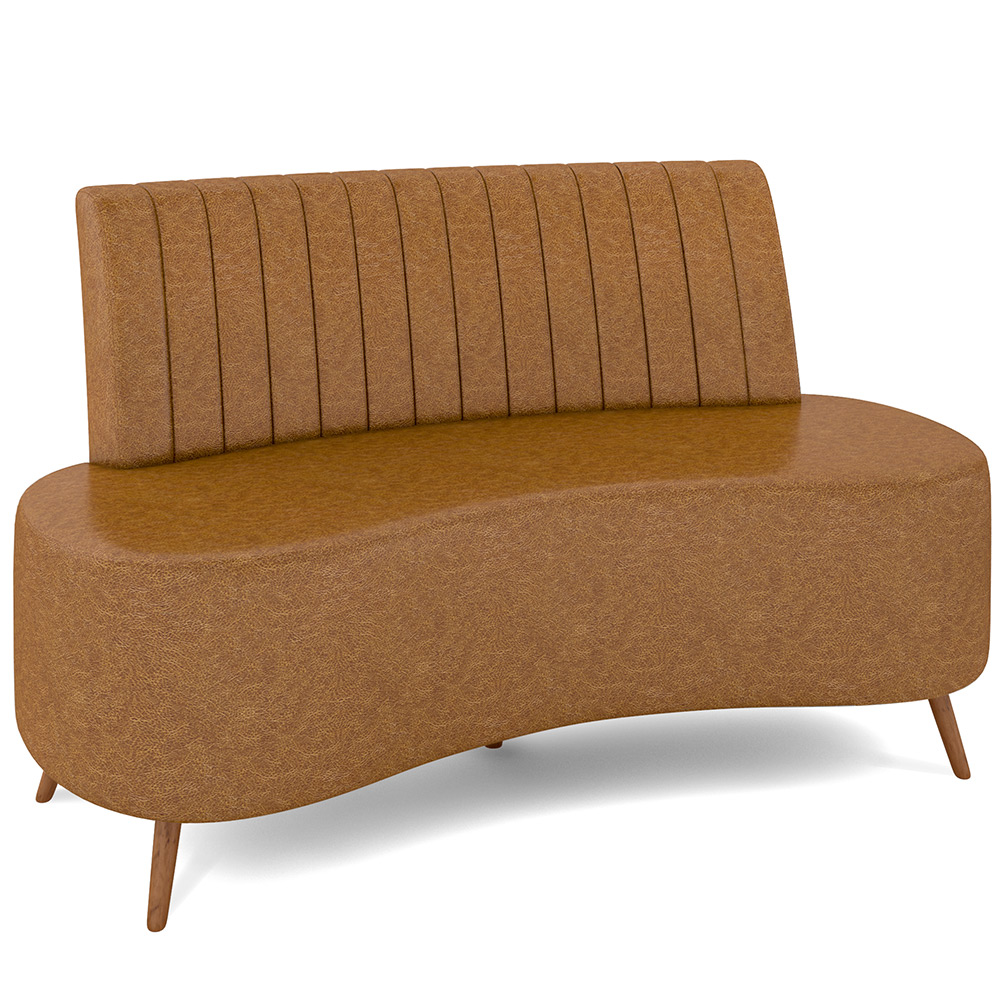 Sofá Chaise Living 2 Lugares 135cm para Sala Cayman K01 Sintético Caramelo - Lyam Decor