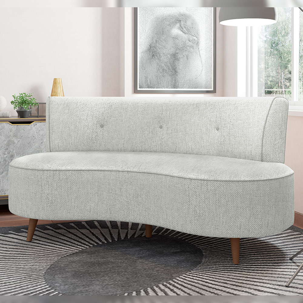 Sofá Chaise Living 2 Lugares 135cm para Sala Istambul K01 Linho Cinza - Lyam Decor