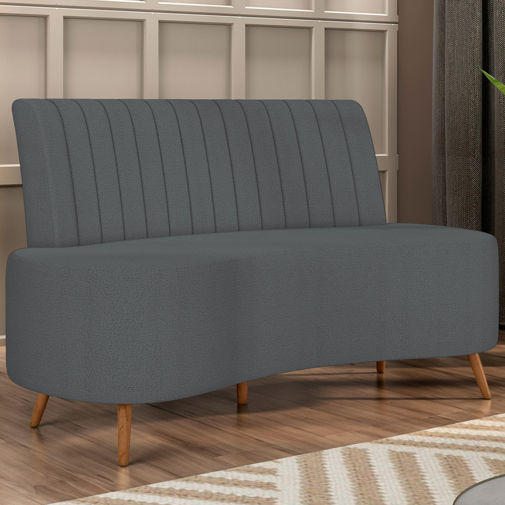 Sofá Chaise Living 2 Lugares 160cm Para Sala Cayman K01 Bouclê Cinza - Lyam Decor