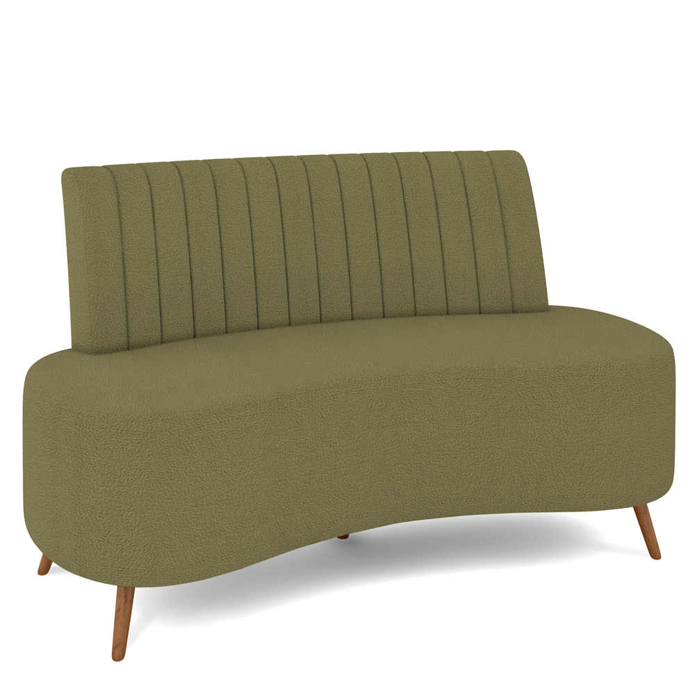 Sofá Chaise Living 2 Lugares 160cm Para Sala Cayman K01 Bouclê Verde - Lyam Decor