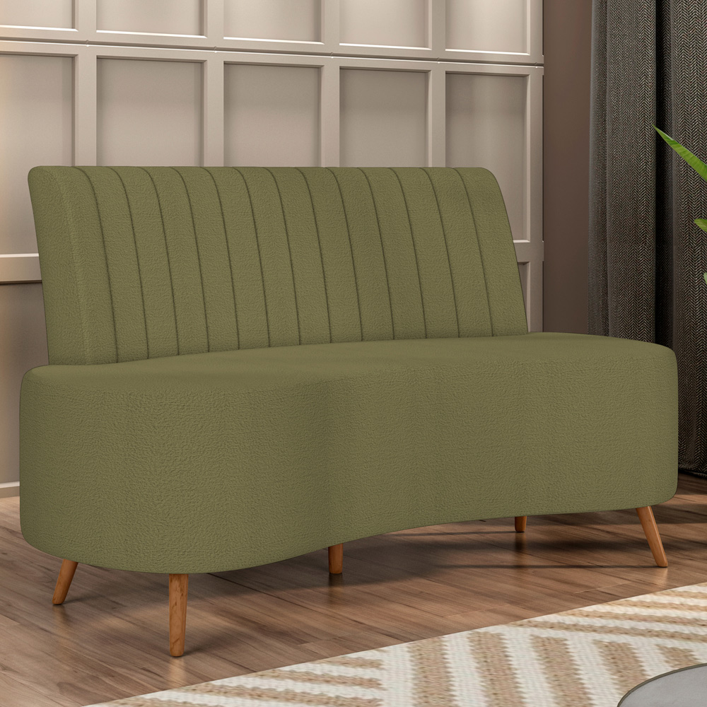 Sofá Chaise Living 2 Lugares 160cm Para Sala Cayman K01 Bouclê Verde - Lyam Decor