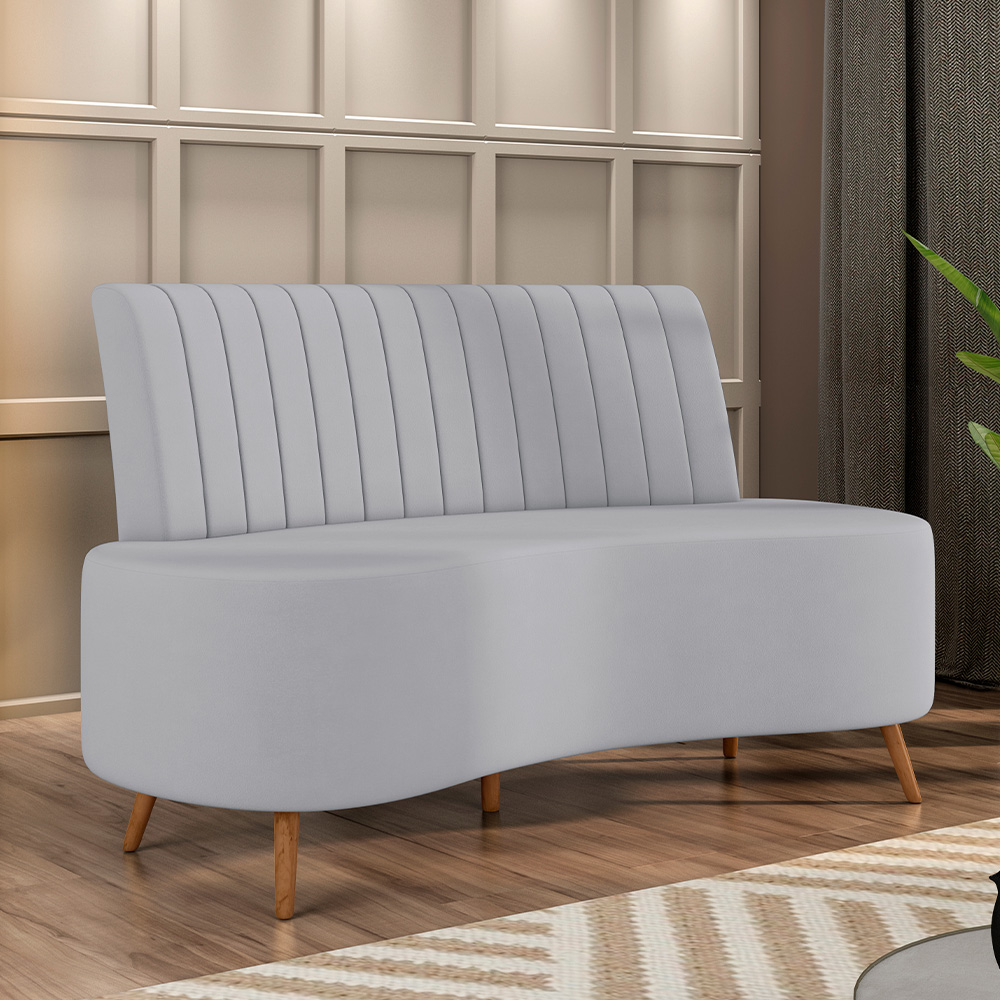 Sofá Chaise Living 2 Lugares 160cm Para Sala Cayman K01 Veludo Cinza - Lyam Decor