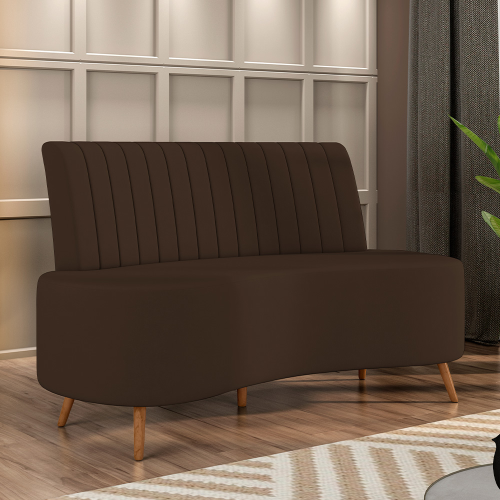 Sofá Chaise Living 2 Lugares 160cm Para Sala Cayman K01 Veludo Marrom - Lyam Decor