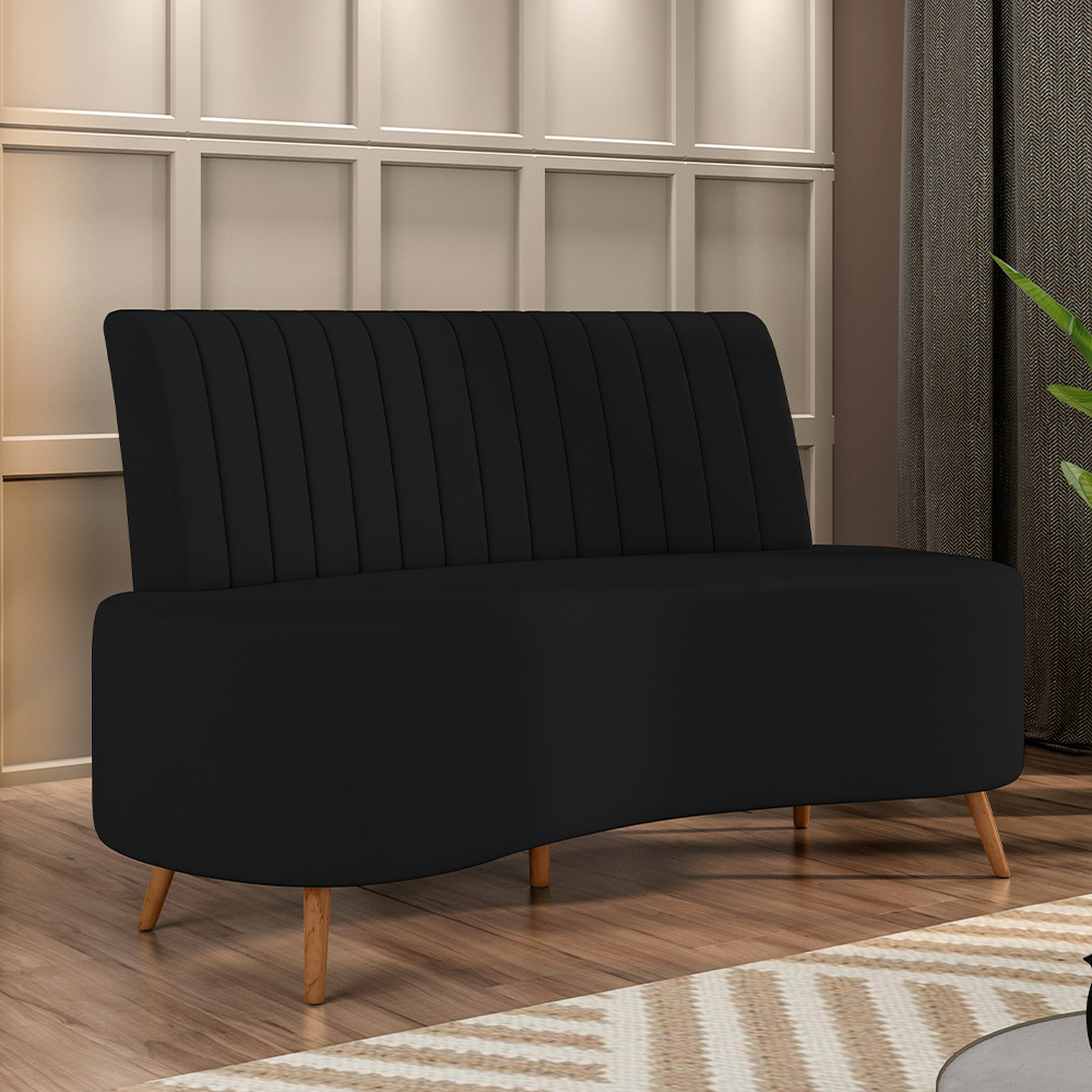 Sofá Chaise Living 2 Lugares 160cm Para Sala Cayman K01 Veludo Preto - Lyam Decor