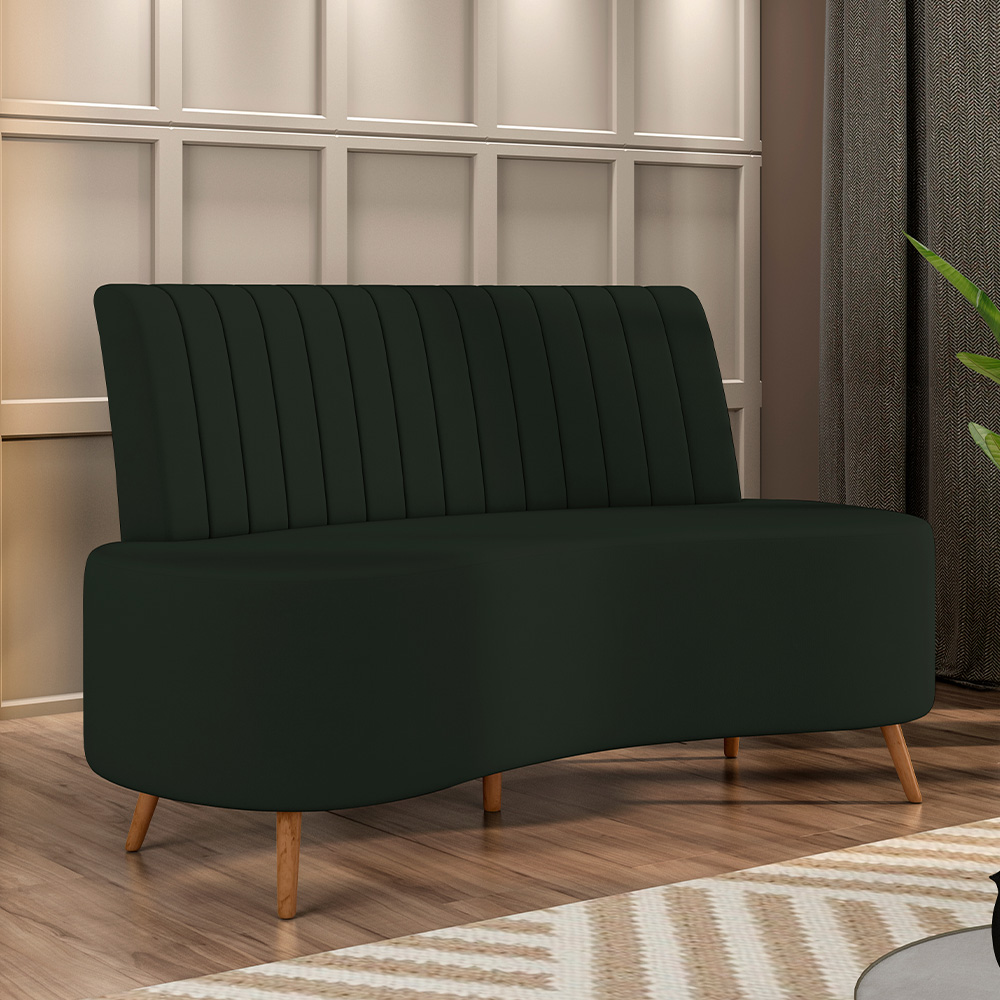 Sofá Chaise Living 2 Lugares 160cm Para Sala Cayman K01 Veludo Verde - Lyam Decor