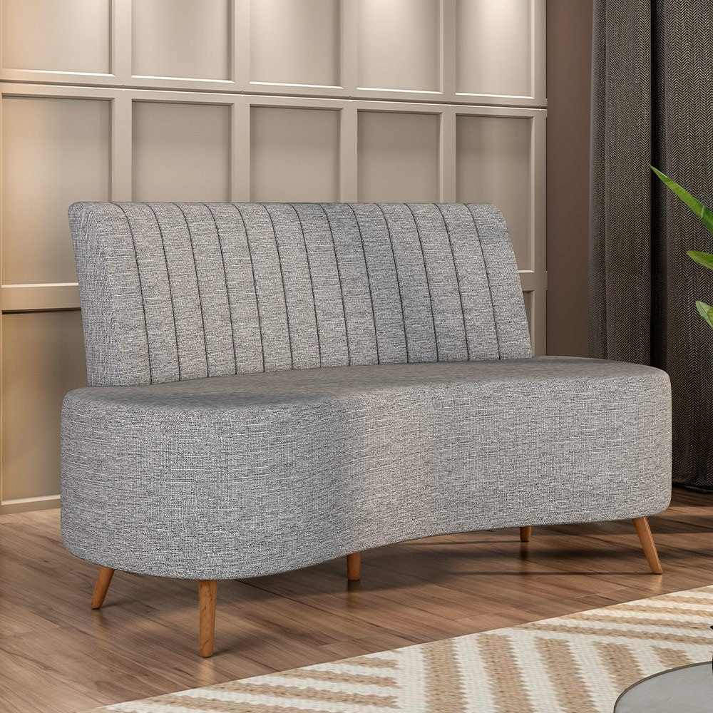 Sofá Chaise Living 2 Lugares 160cm para Sala Cayman K01 Linho Cinza - Lyam Decor