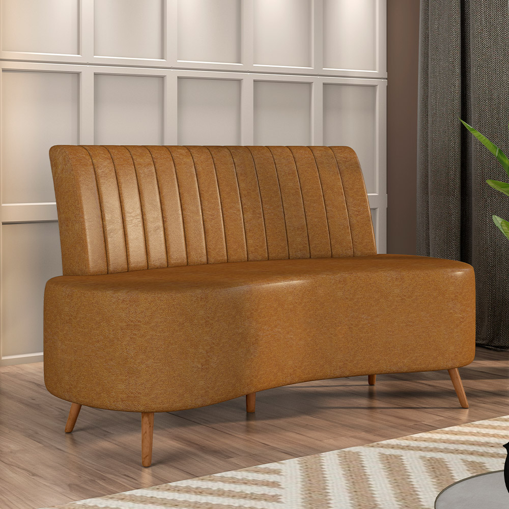 Sofá Chaise Living 2 Lugares 160cm para Sala Cayman K01 Sintético Caramelo - Lyam Decor