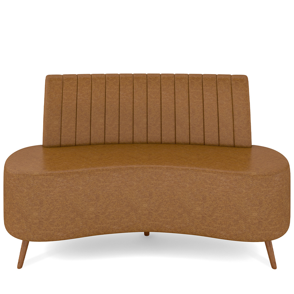 Sofá Chaise Living 2 Lugares 160cm para Sala Cayman K01 Sintético Caramelo - Lyam Decor