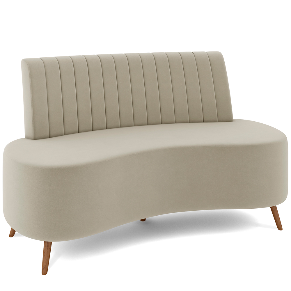 Sofá Chaise Living 2 Lugares 160cm para Sala Cayman K01 Veludo Bege - Lyam Decor