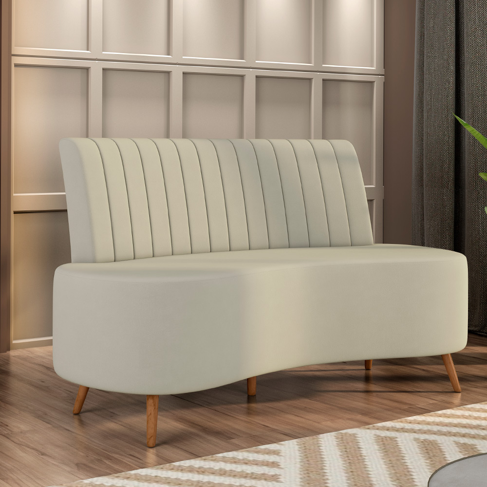 Sofá Chaise Living 2 Lugares 160cm para Sala Cayman K01 Veludo Bege - Lyam Decor
