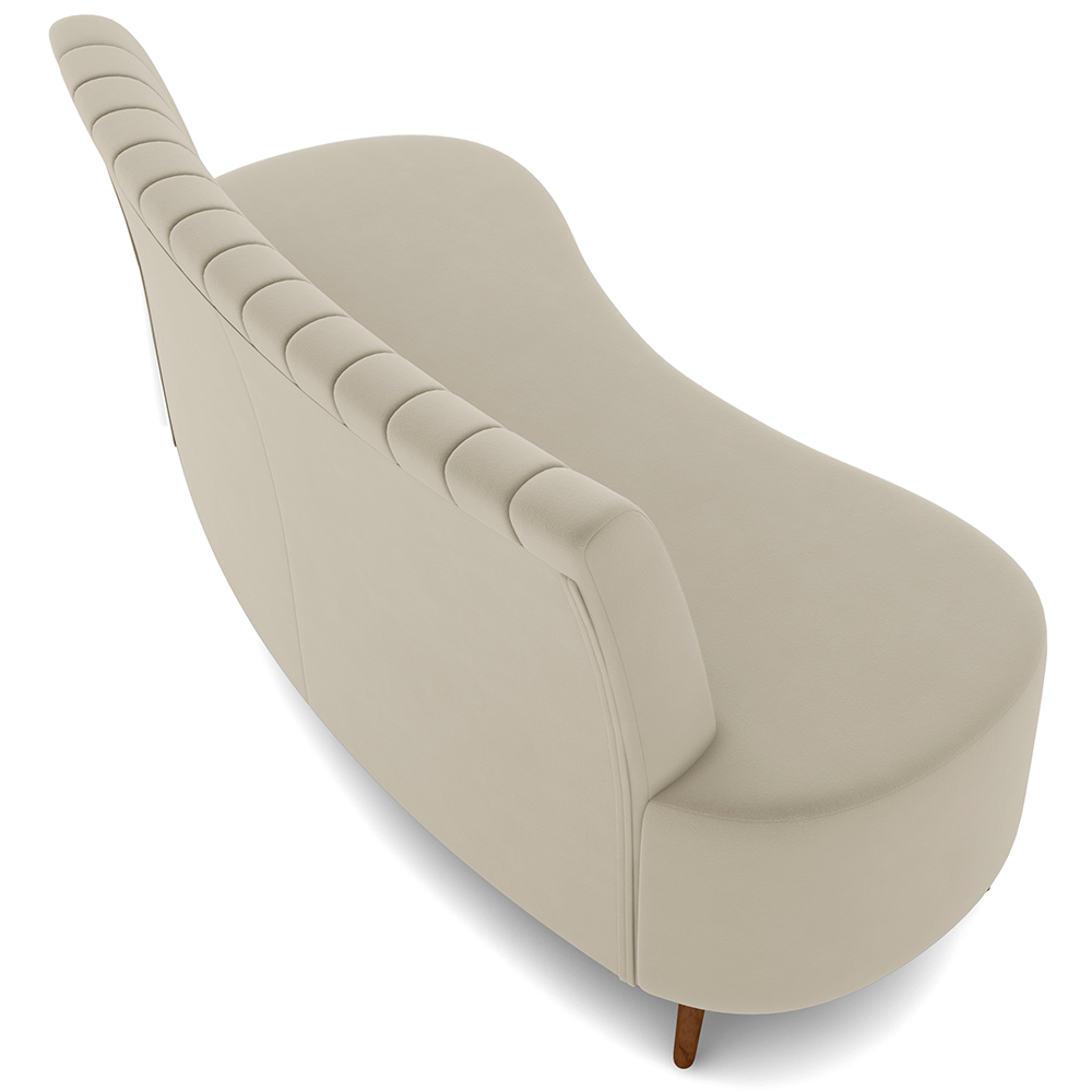 Sofá Chaise Living 2 Lugares 160cm para Sala Cayman K01 Veludo Bege - Lyam Decor