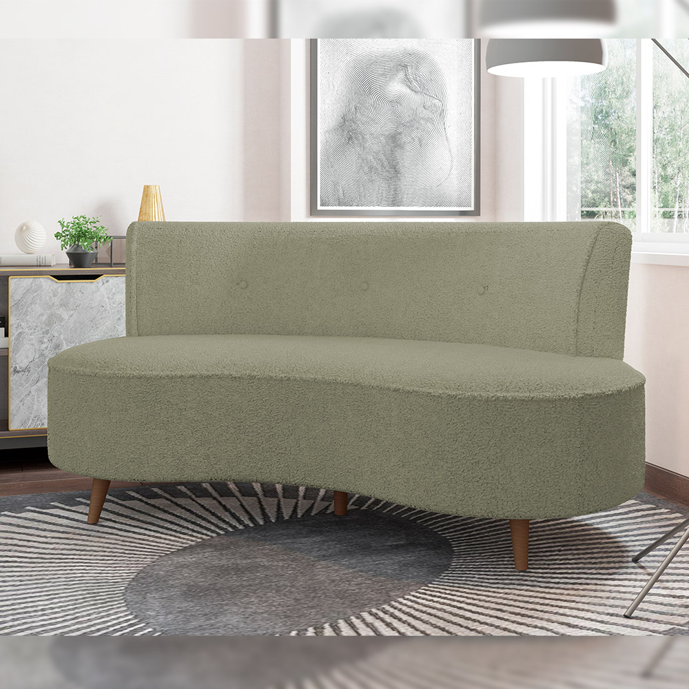 Sofá Chaise Living 2 Lugares 160cm para Sala Istambul K01 Bouclê Verde - Lyam Decor